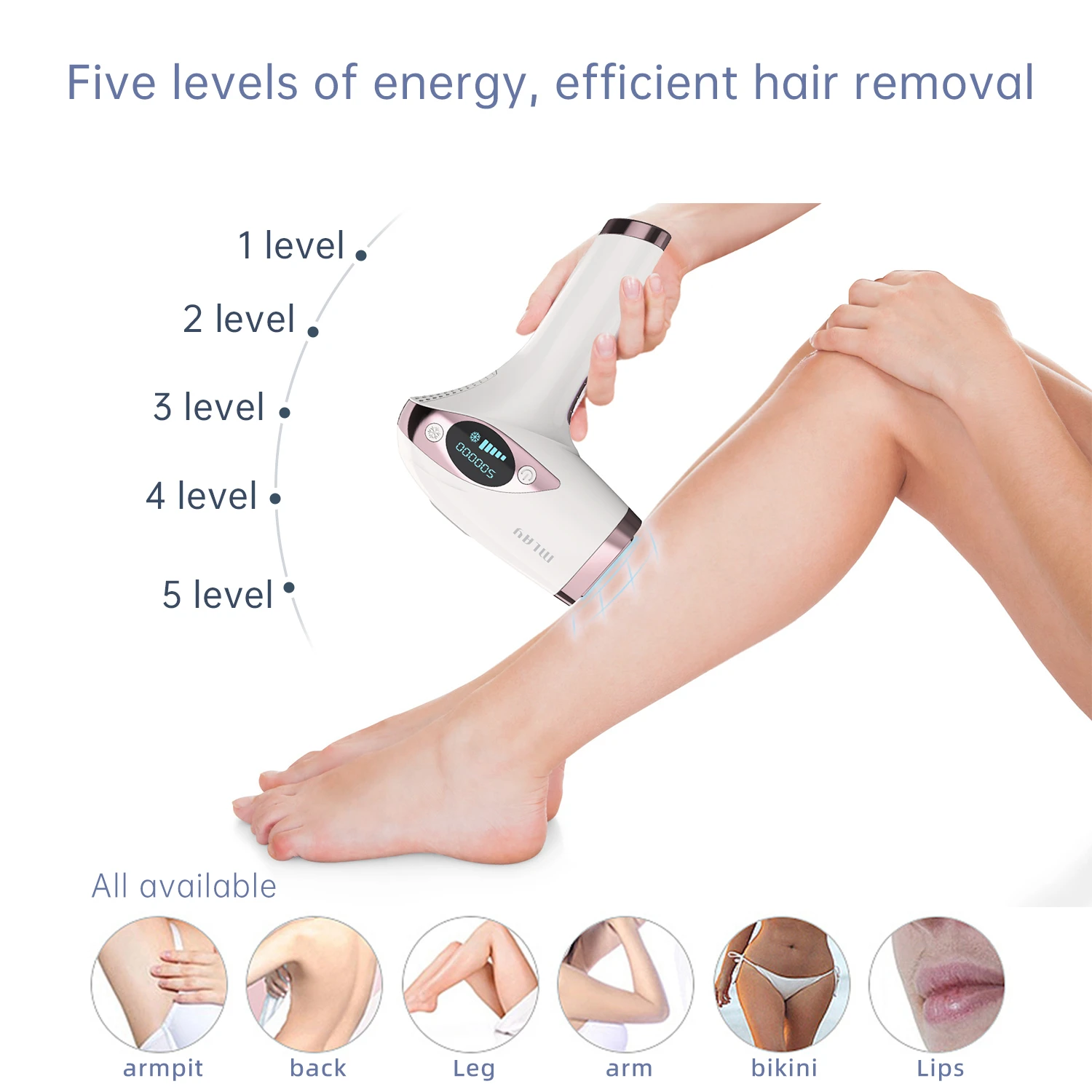 MLAY T4 Appareil d'épilation IPL professionnel à écran LCD, épilateur laser permanent, zone du bikini, visage, corps, utilisation à domicile,